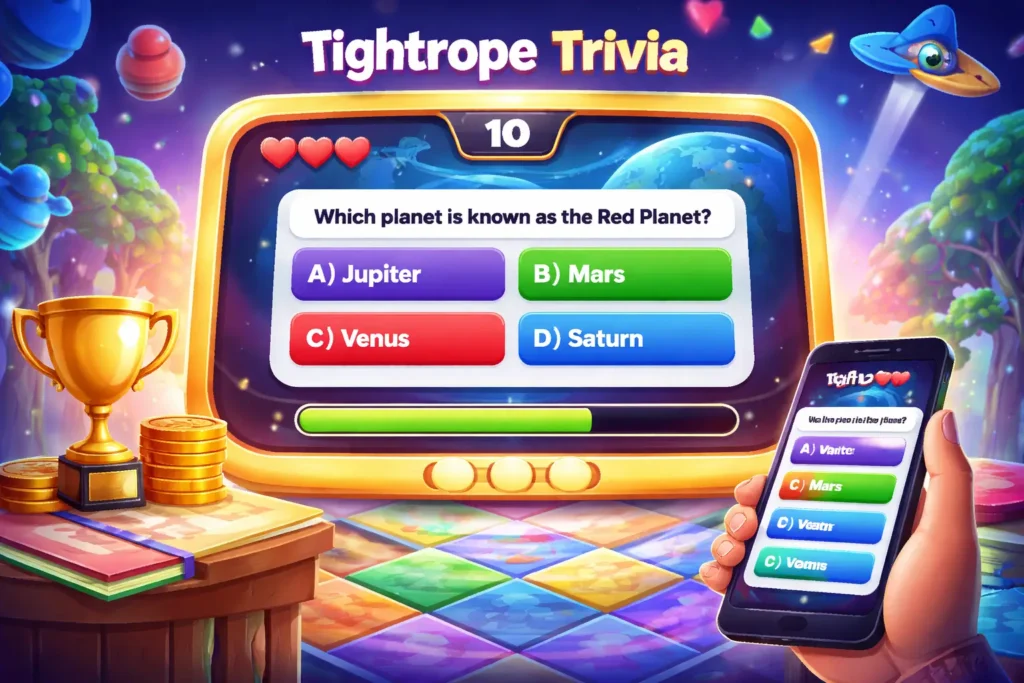 Tightrope Trivia game challenge at hand